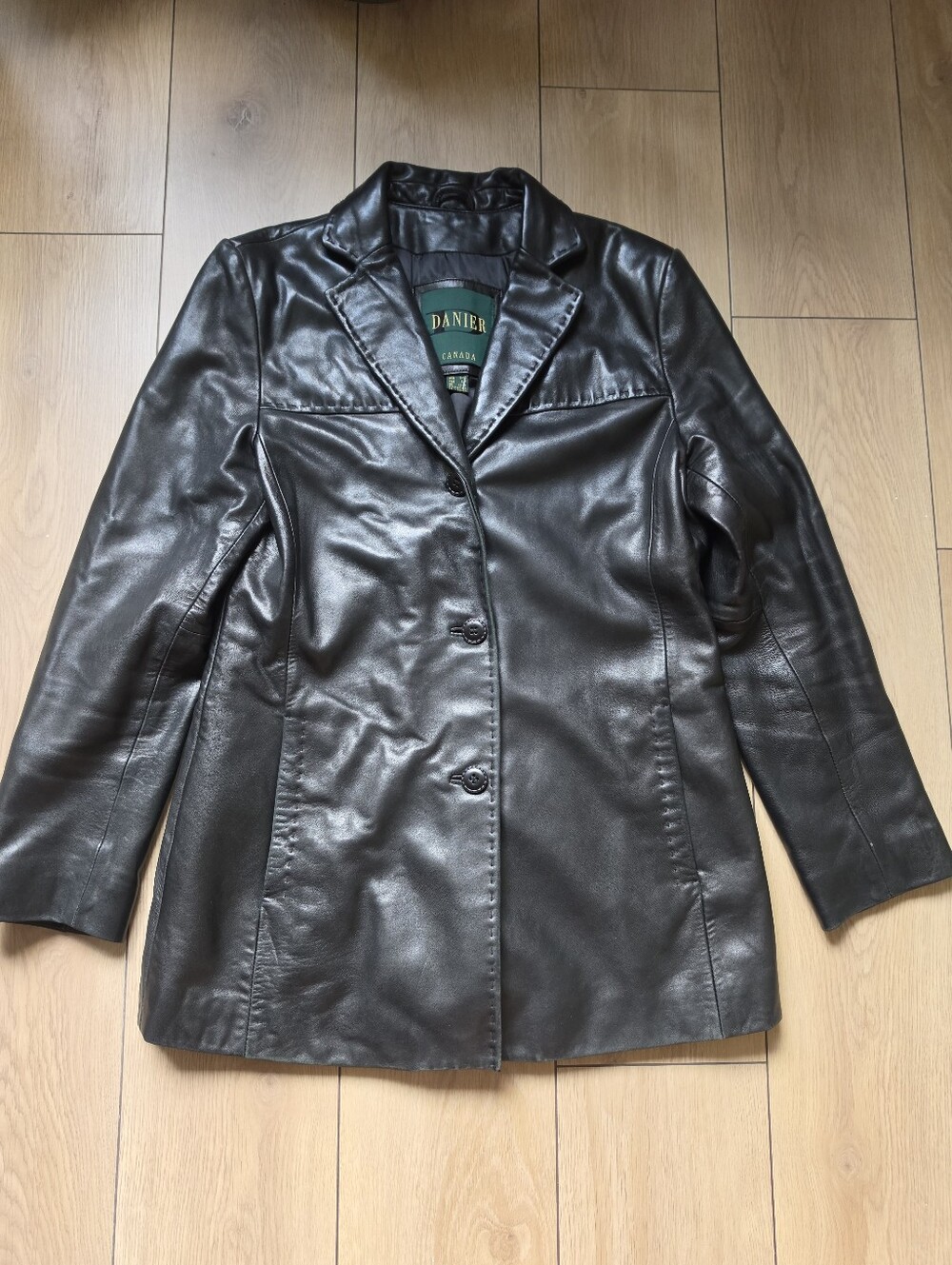 DANIER Vintage Mid-length Leather Blazer Jacket Size 8
